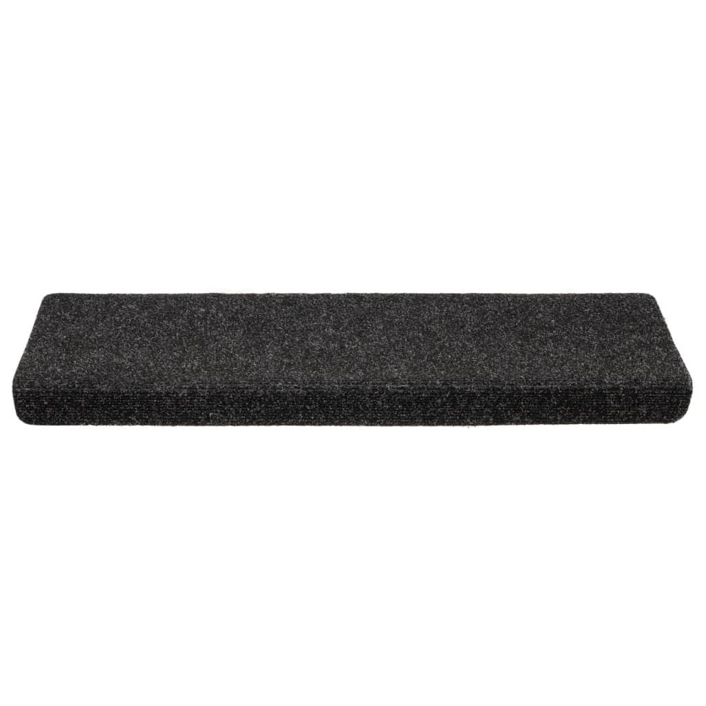 vidaXL Alfombrillas de escalera 10 unidades negro 65x21x4 cm