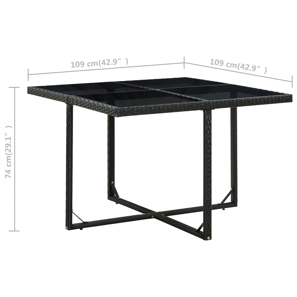 vidaXL Set comedor de jardín 9 piezas y cojines ratán sintético negro