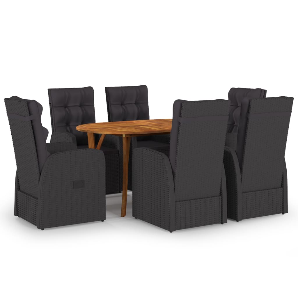 vidaXL Juego de comedor para jardín de 7 piezas negro