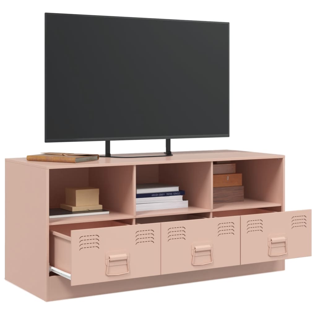 vidaXL Mueble para TV de acero rosa 99x39x44 cm