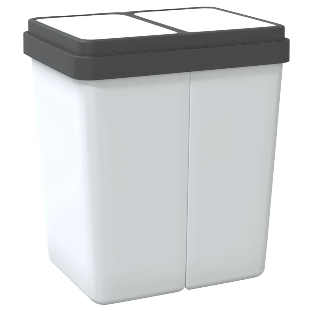 vidaXL Cubo de basura doble blanco 2x25 L