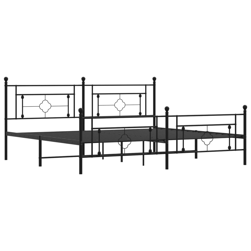 vidaXL Estructura de cama cabecero y estribo metal negro 193x203 cm