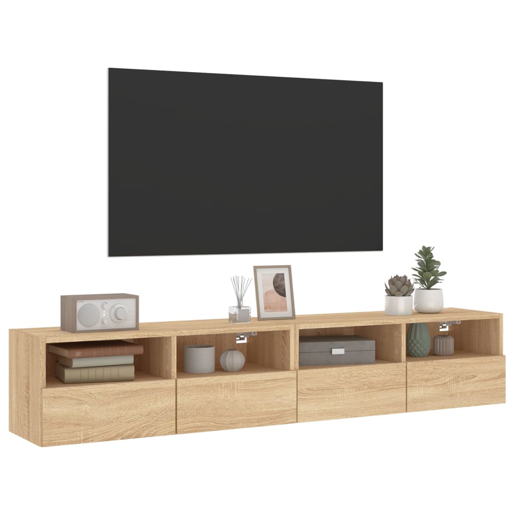 vidaXL Muebles de pared para TV 2 uds madera roble Sonoma 80x30x30 cm