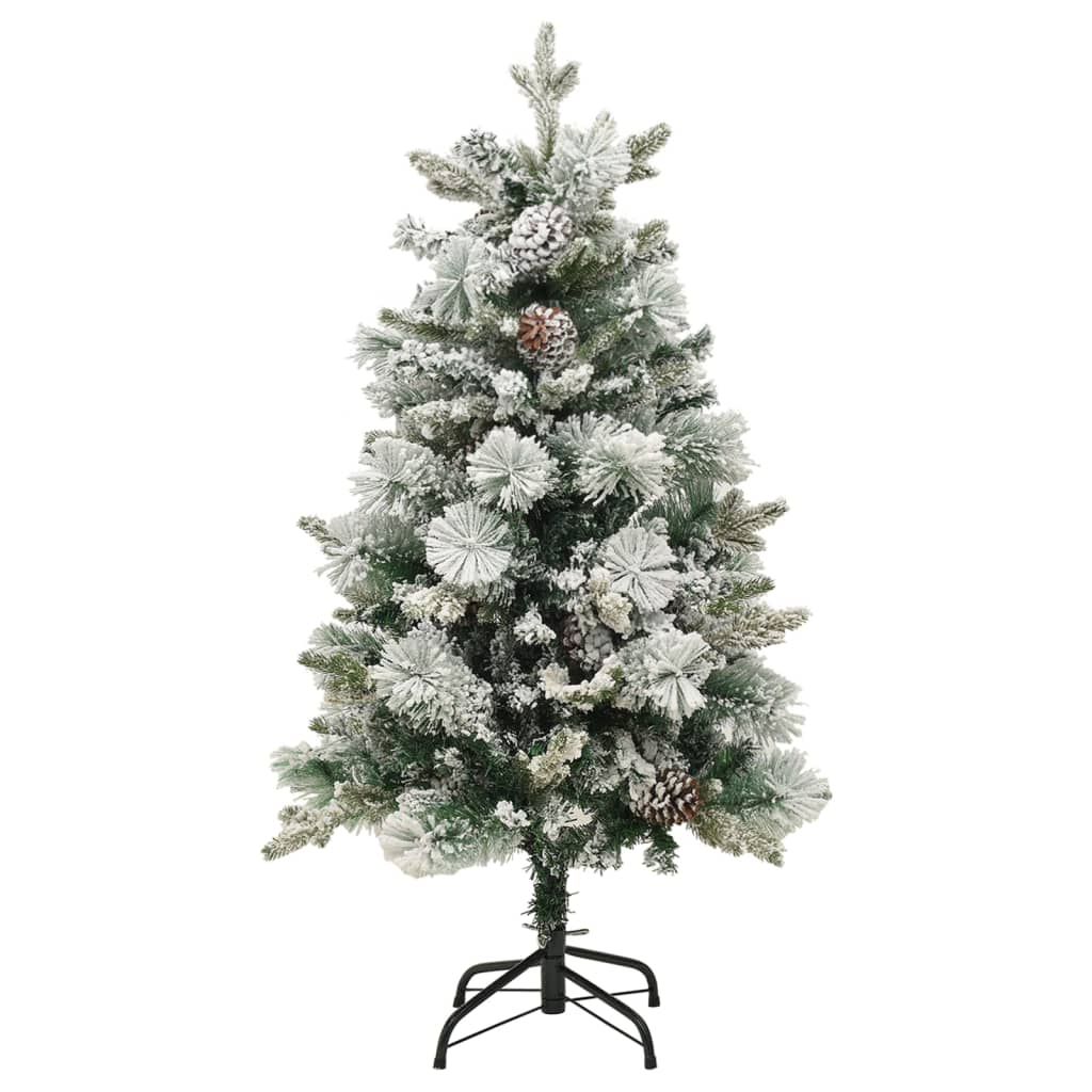 vidaXL Árbol de Navidad con nieve, luces LED y piñas PVC y PE 150 cm