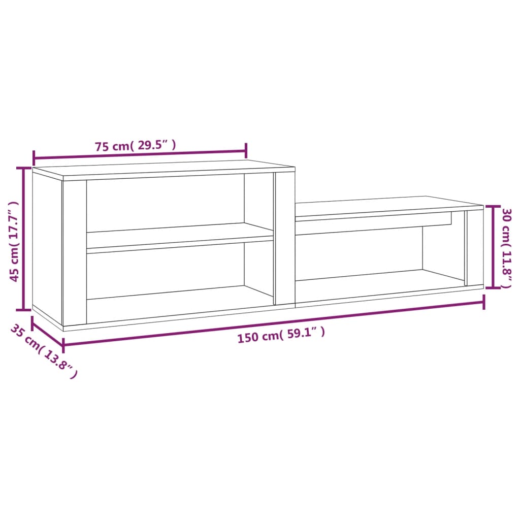 vidaXL Mueble zapatero madera contrachapada gris hormigón 150x35x45 cm