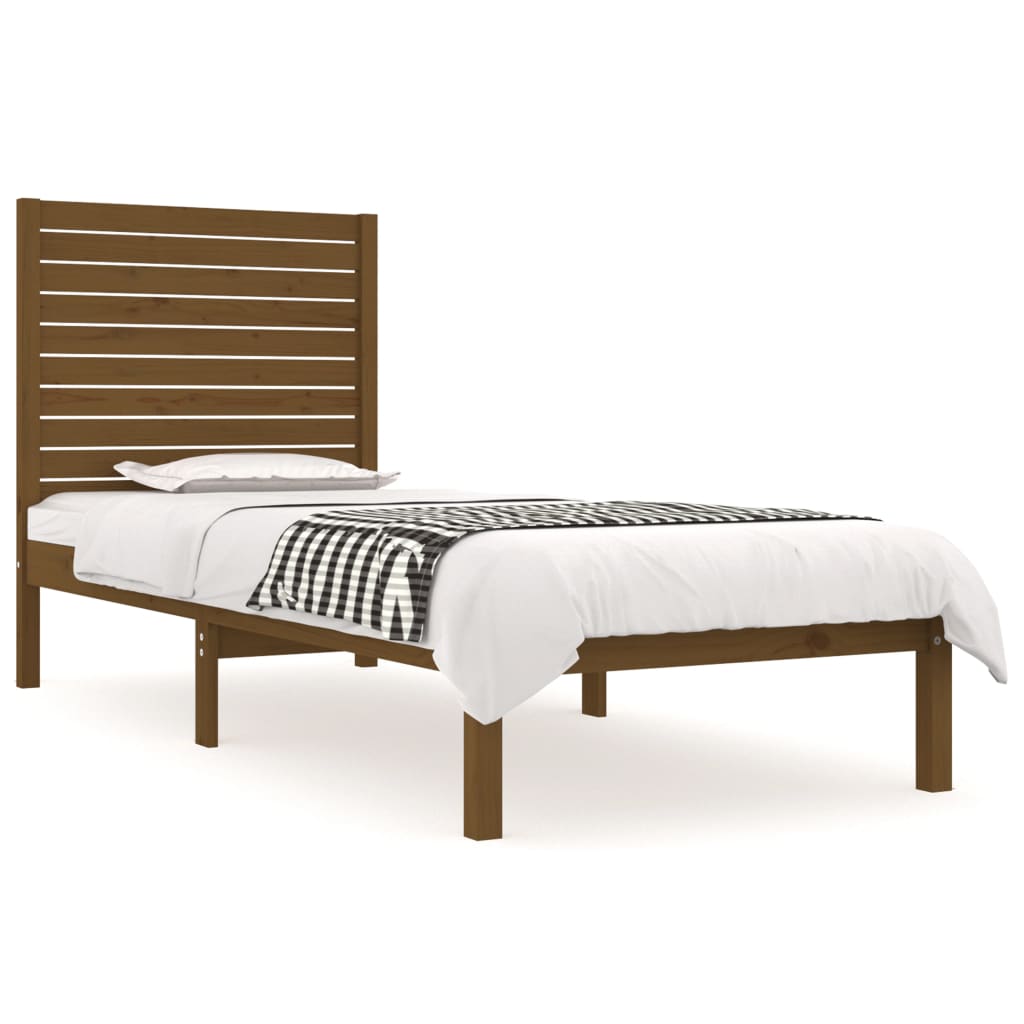 vidaXL Estructura de cama madera maciza marrón miel 75x190 cm