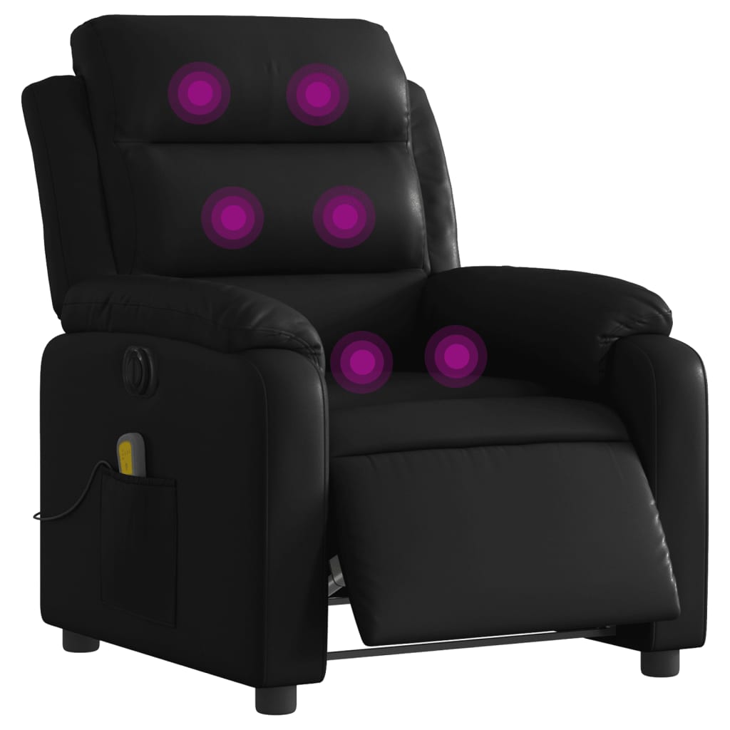 vidaXL Sillón de masaje reclinable eléctrico cuero sintético negro