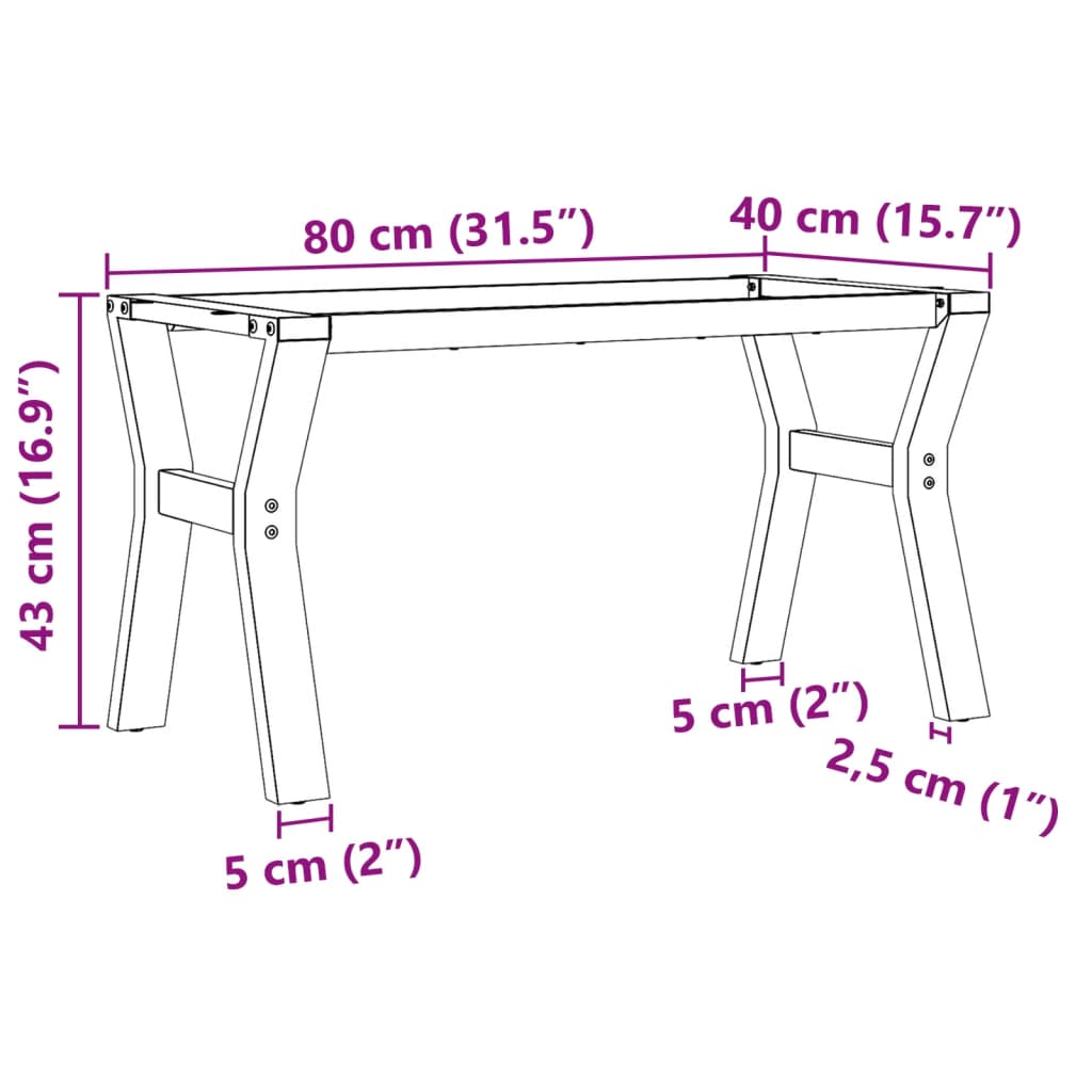 vidaXL Patas de mesa de centro estructura Y hierro fundido 80x40x43 cm