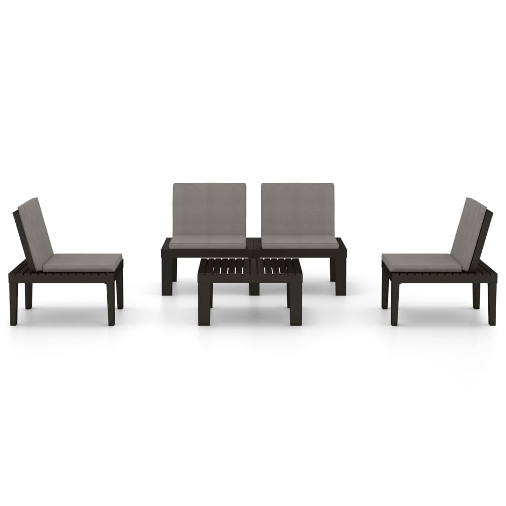 vidaXL Set de muebles de jardín 4 piezas con cojines plástico gris