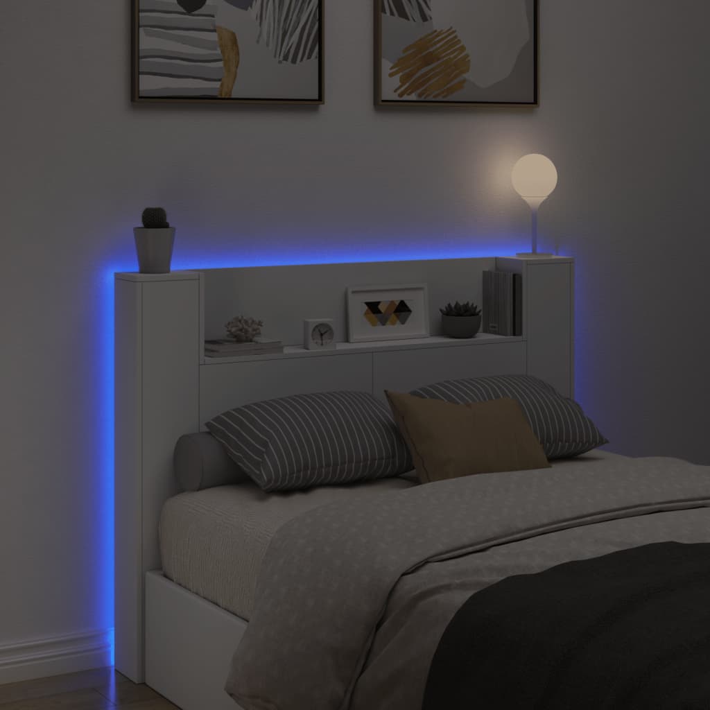 vidaXL Cabecero de cama con luz LED blanco 140x16,5x103,5 cm