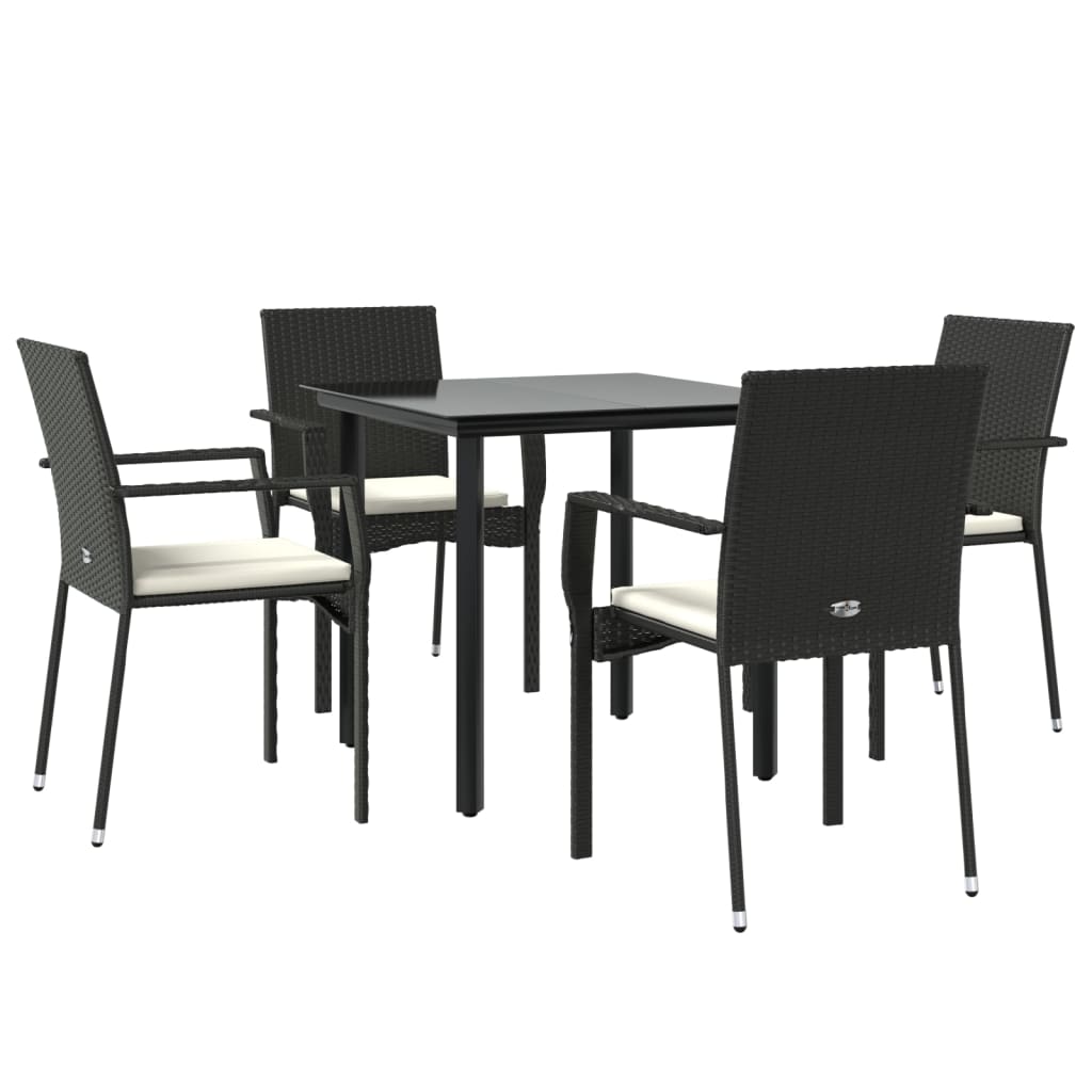 vidaXL Set de muebles jardín 5 pzas con cojines ratán sintético negro