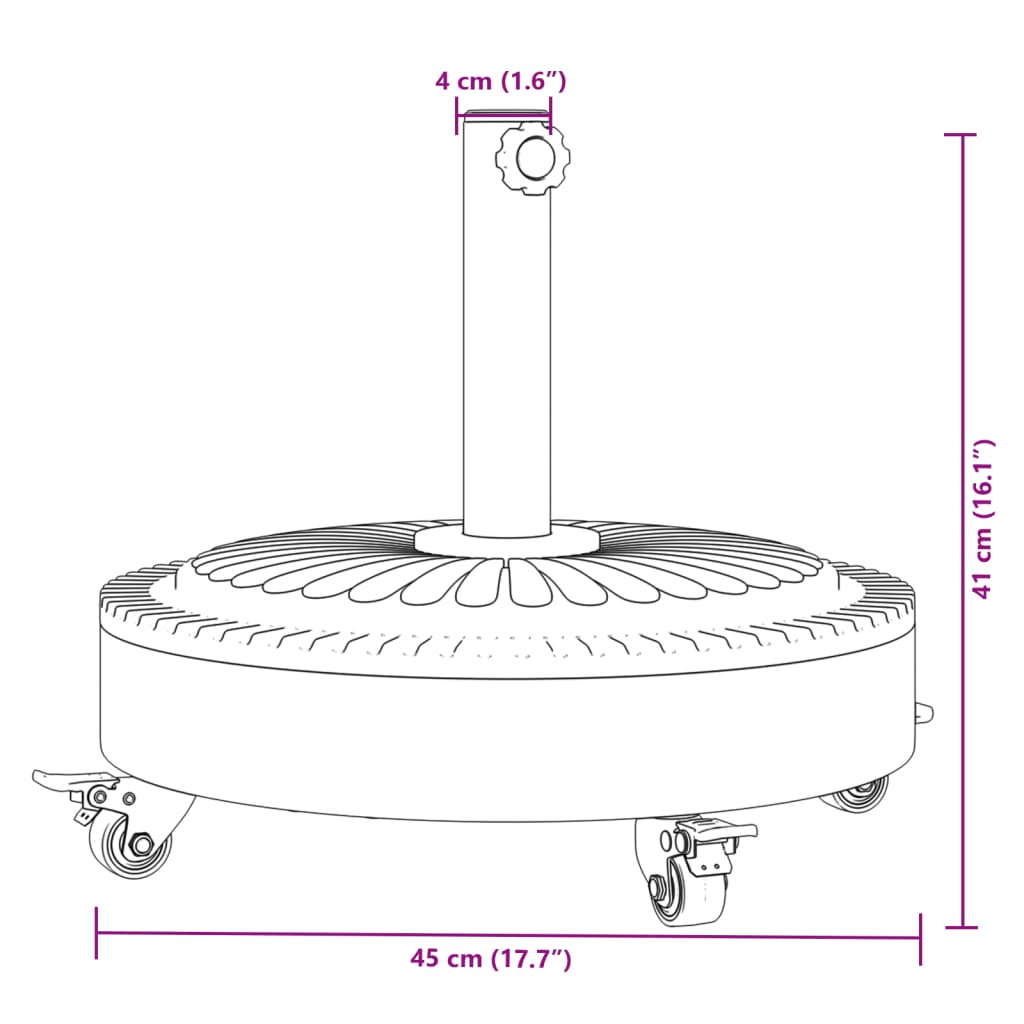 vidaXL Base sombrilla redonda ruedas para mástiles Ø38 / 48 mm 27 kg