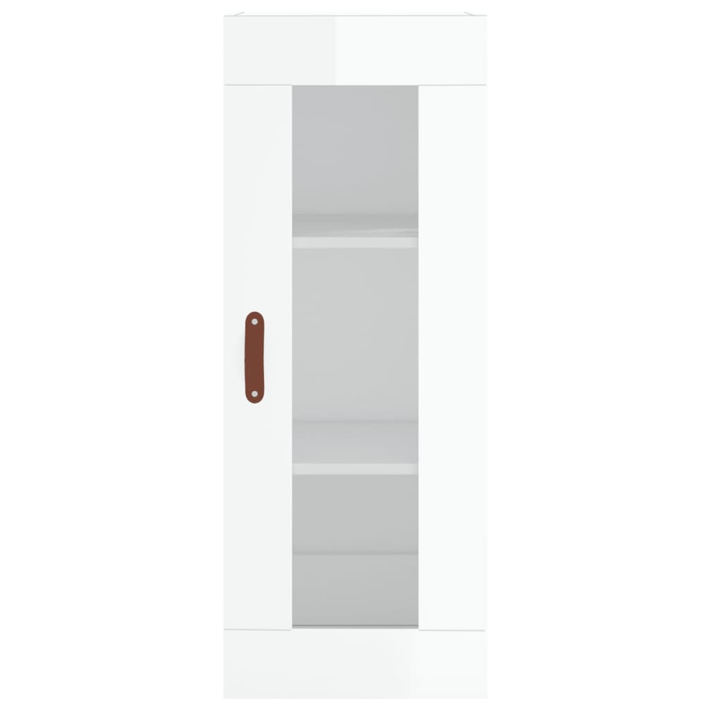 vidaXL Aparador alto madera contrachapada blanco brillo 34,5x34x180 cm