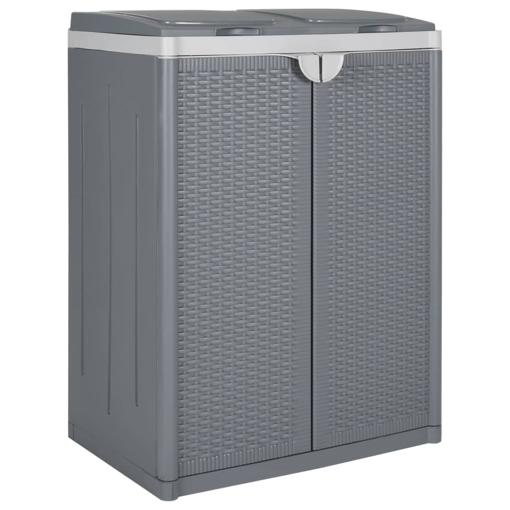 vidaXL Cubo de basura con dos puertas PP gris 65x45x88 cm