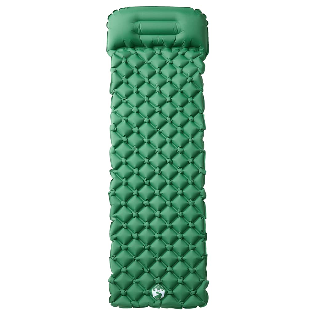 vidaXL Colchón de camping inflable con almohada 1 persona verde