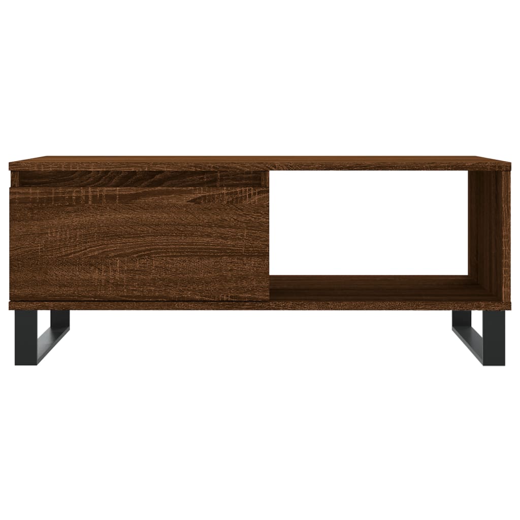 vidaXL Mesa de centro madera contrachapada marrón roble 90x50x36,5 cm