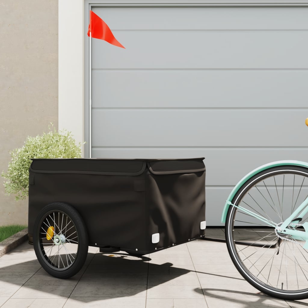 vidaXL Remolque para bicicleta hierro negro 45 kg