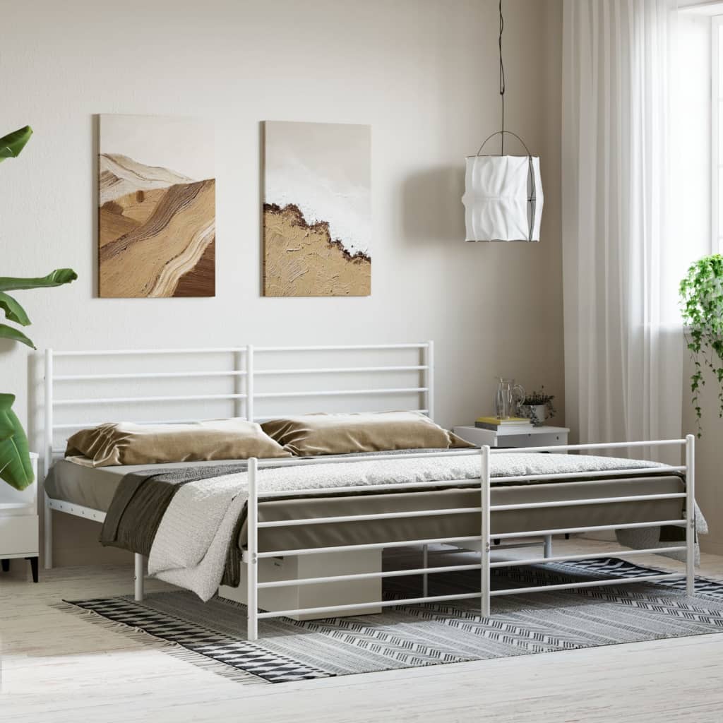 vidaXL Estructura cama sin colchón con estribo metal blanco 180x200 cm