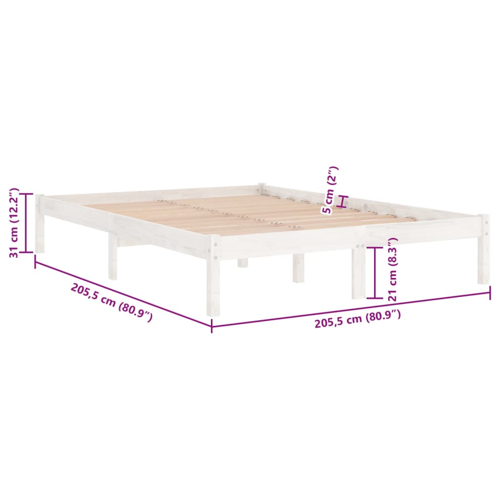 vidaXL Estructura de cama madera maciza de pino blanco 200x200 cm