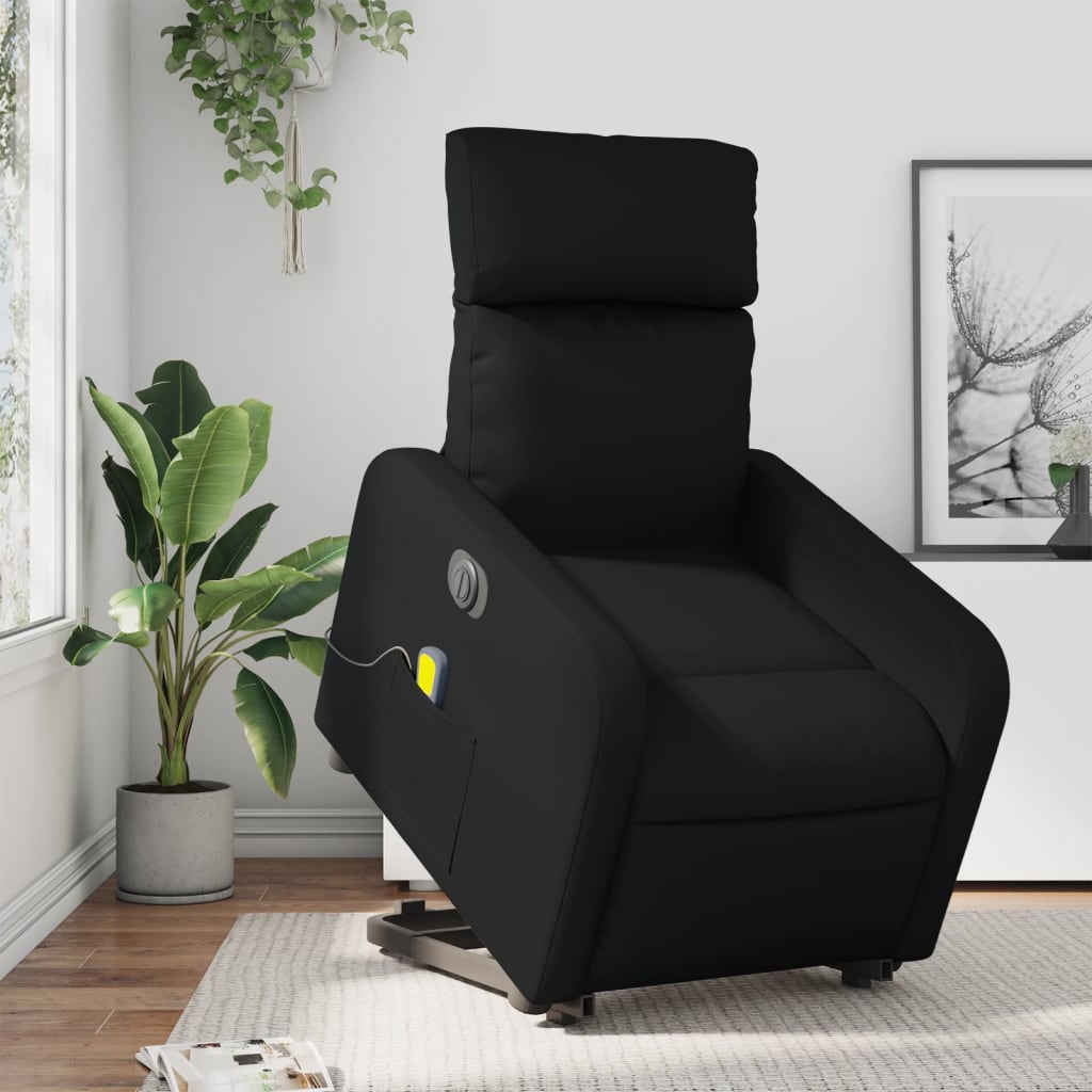 vidaXL Sillón de masaje elevable eléctrico cuero sintético negro