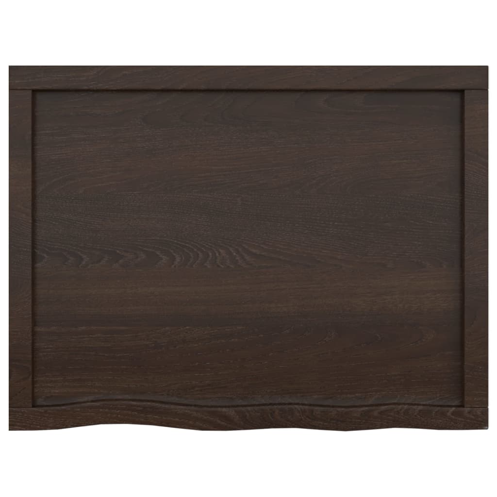 vidaXL Encimera baño madera maciza tratada marrón oscuro 80x60x(2-6)cm