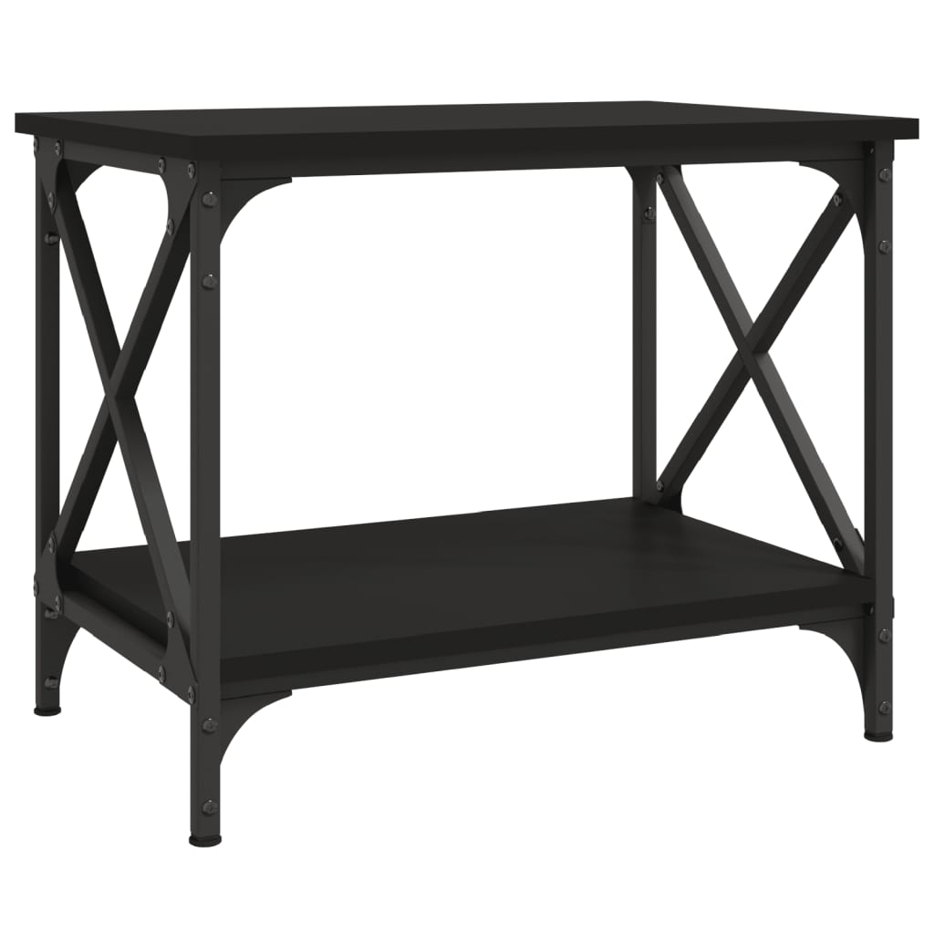 vidaXL Mesa auxiliar de madera contrachapada negro 55x38x45 cm