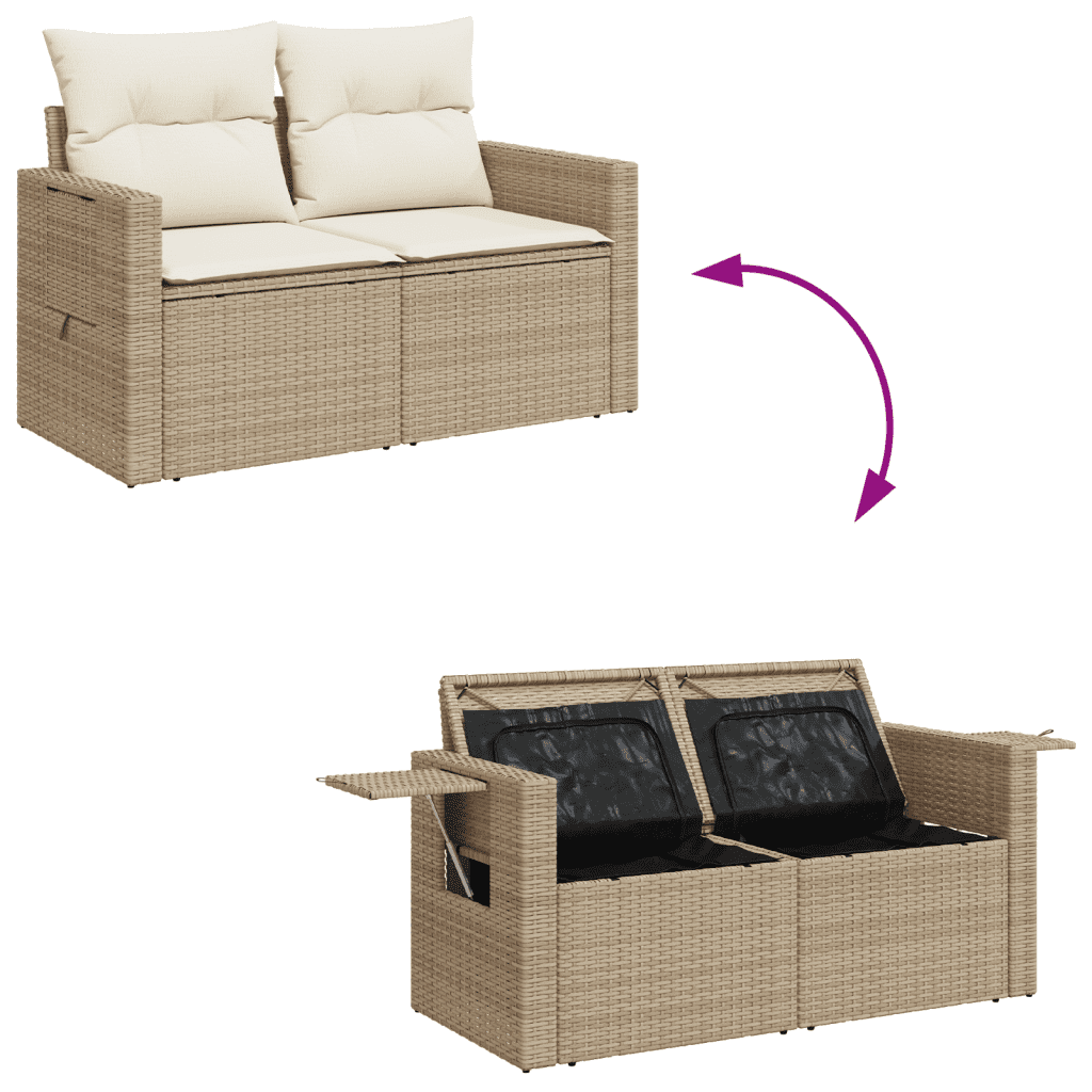 vidaXL Set sofás de jardín 7 piezas y cojines ratán sintético beige