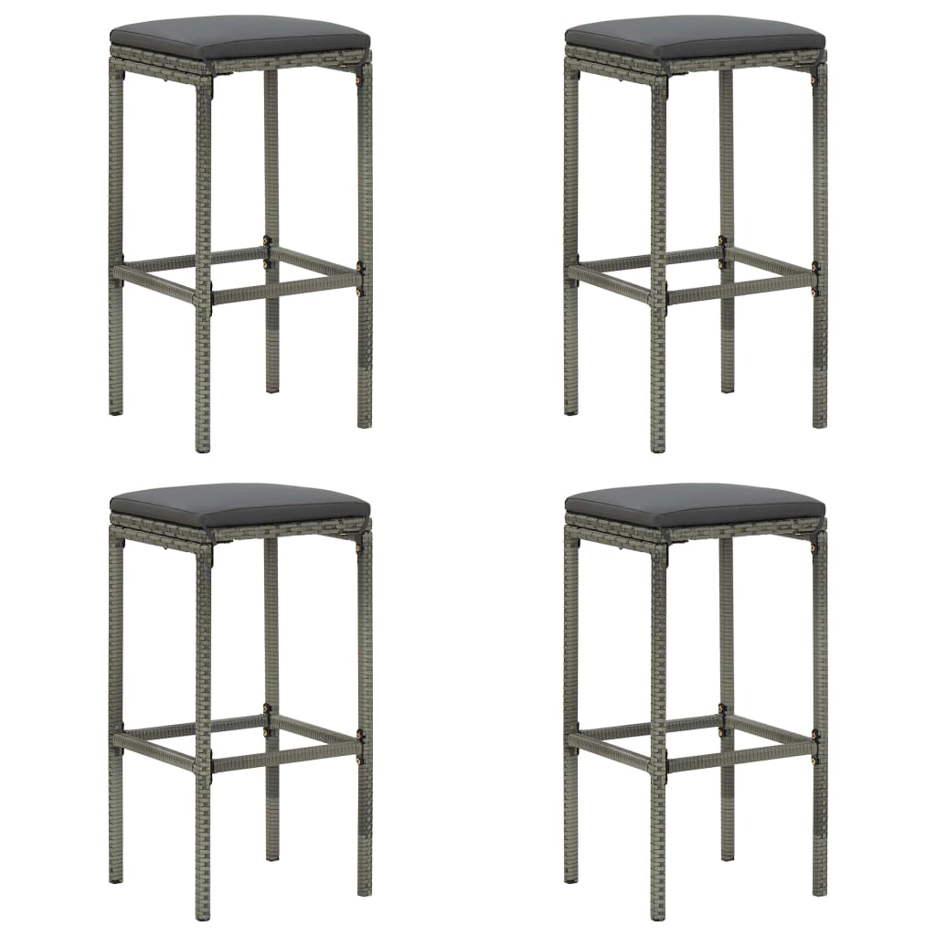 vidaXL Set muebles bar jardín 5 piezas y cojines ratán sintético gris