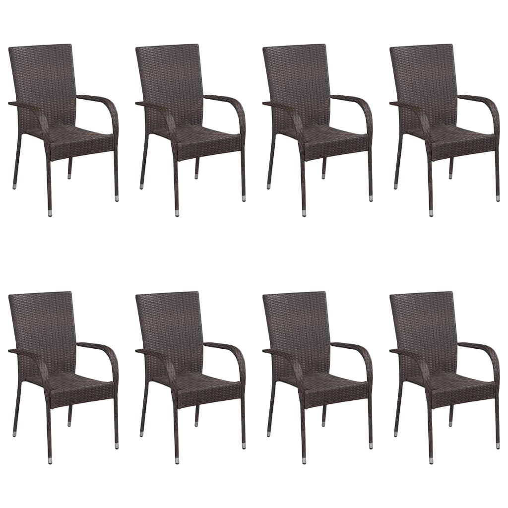 vidaXL Set de muebles de comedor de jardín 9 piezas de ratán marrón