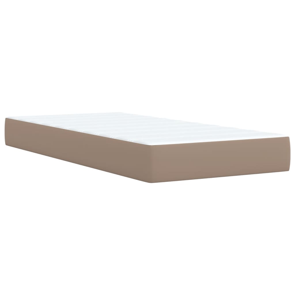 vidaXL Cama box spring con colchón cuero sintético capuchino 100x200cm