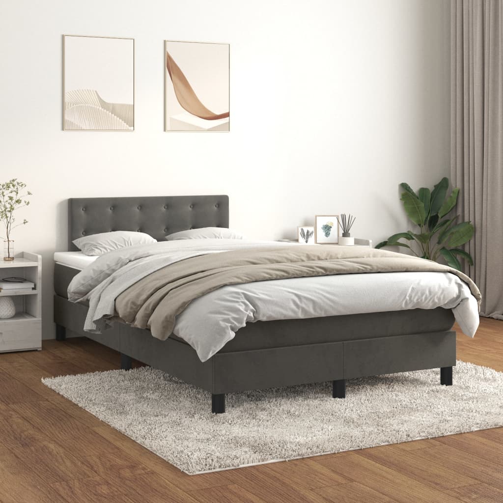 vidaXL Cama box spring con colchón terciopelo gris oscuro 120x190 cm