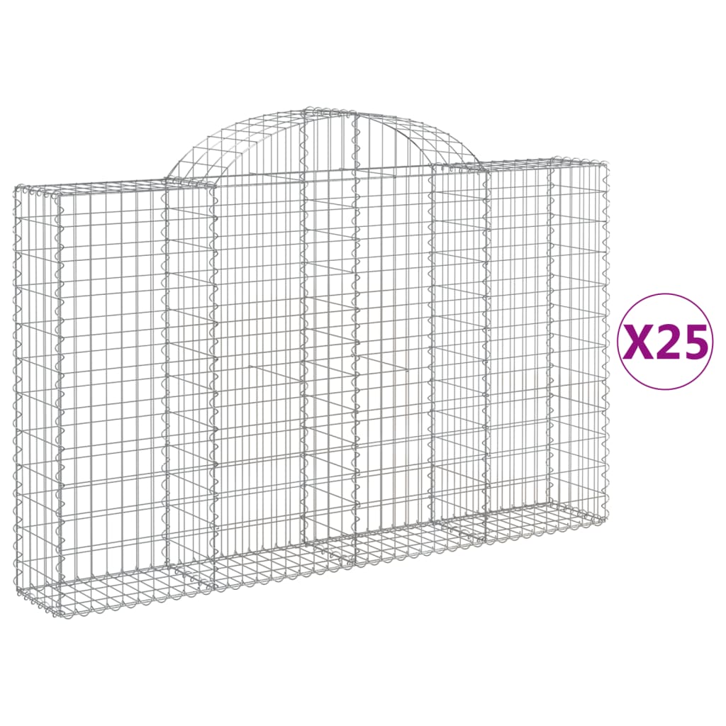 vidaXL Cestas de gaviones 25 uds forma de arco hierro 200x30x120/140cm