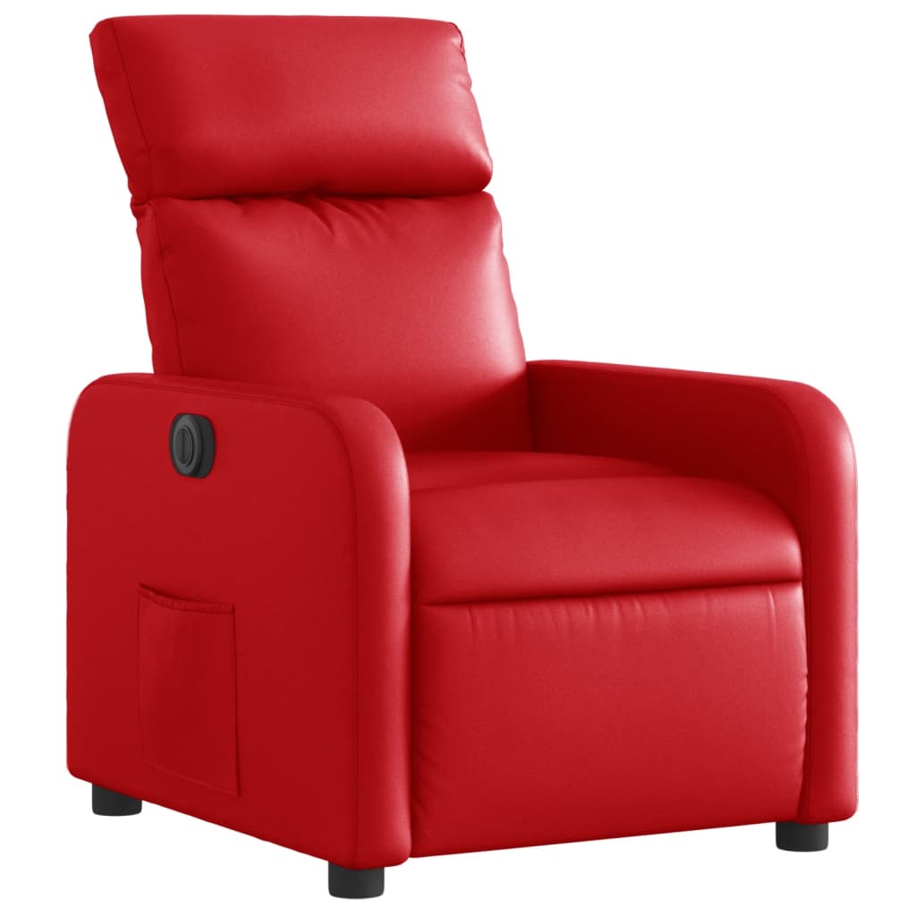 vidaXL Sillón reclinable eléctrico de cuero sintético rojo