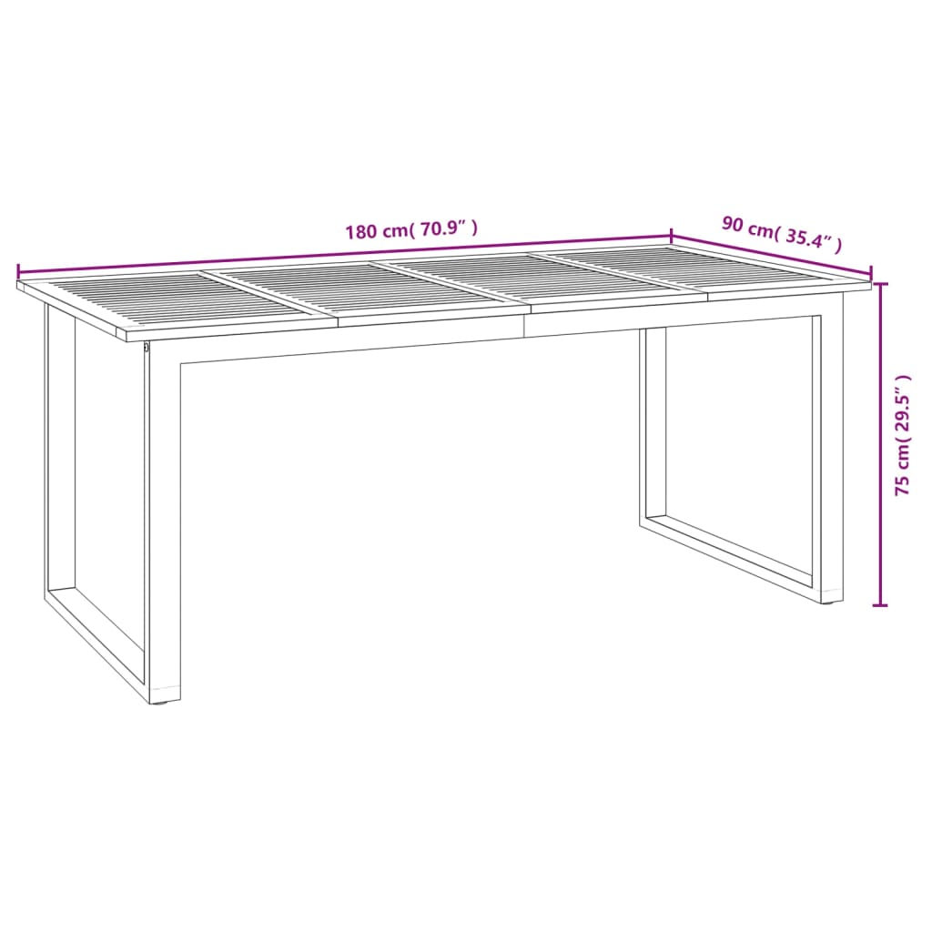 vidaXL Juego de comedor de jardín 7 pzas madera maciza acacia y metal