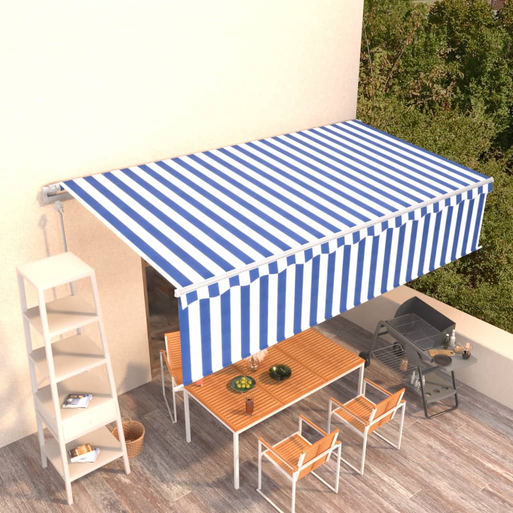 vidaXL Toldo automático retráctil con persiana 6x3 m azul y blanco