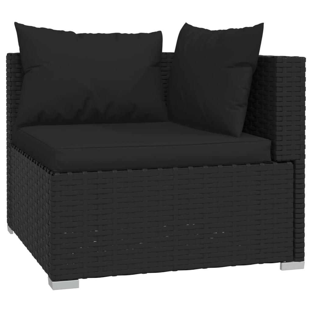 vidaXL Set de muebles de jardín 9 pzas y cojines ratán sintético negro