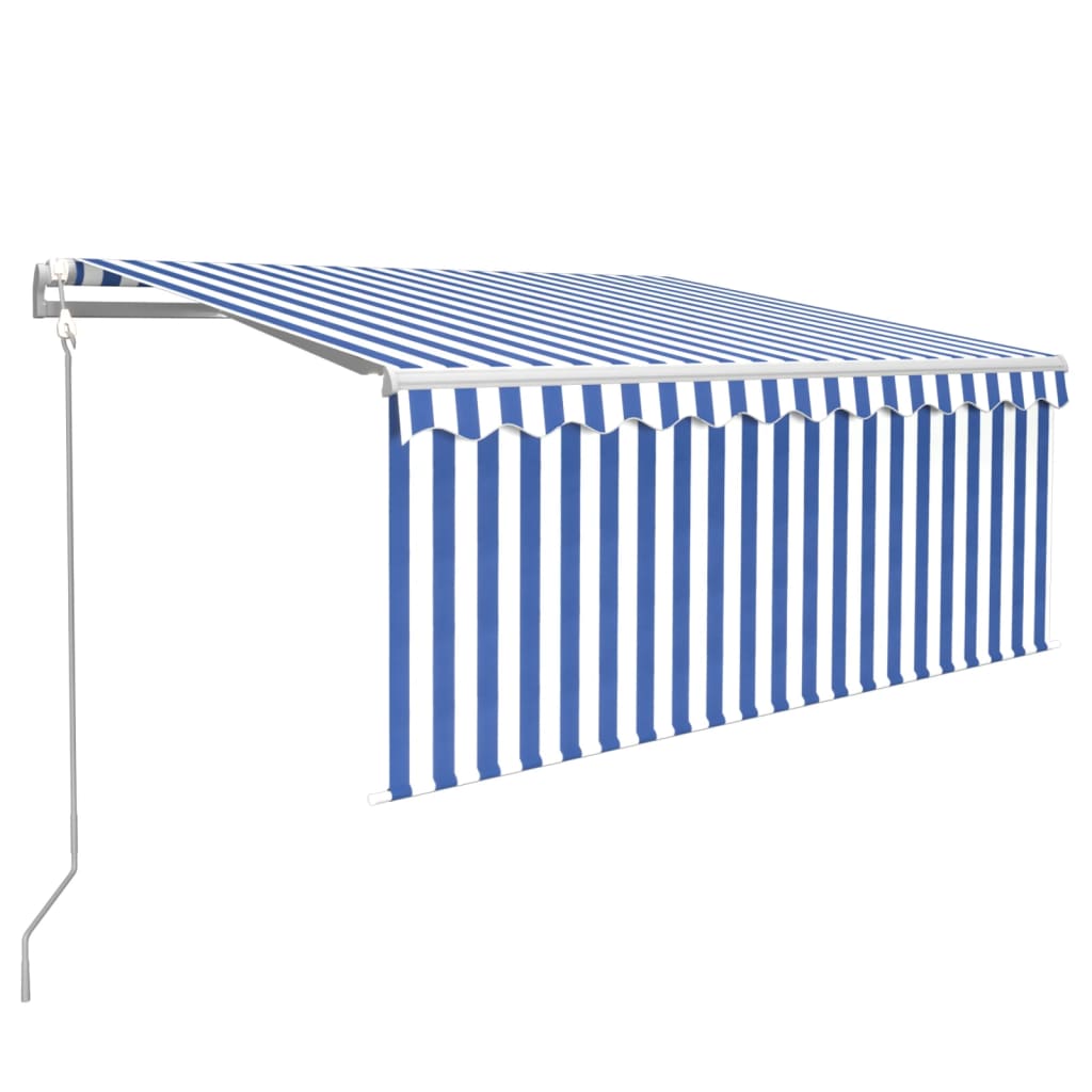 vidaXL Toldo automático retráctil con persiana azul y blanco 3x2,5m