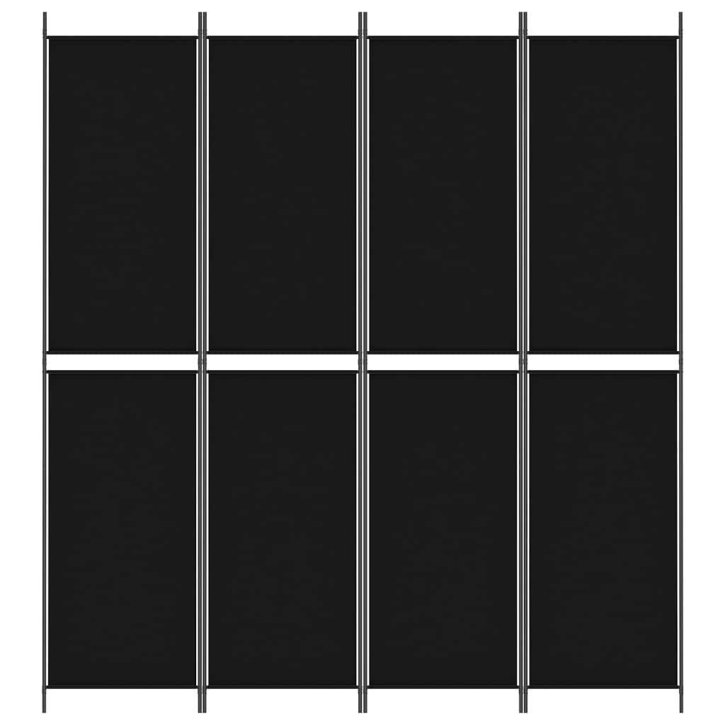 vidaXL Biombo divisor de 4 paneles de tela negro 200x220 cm