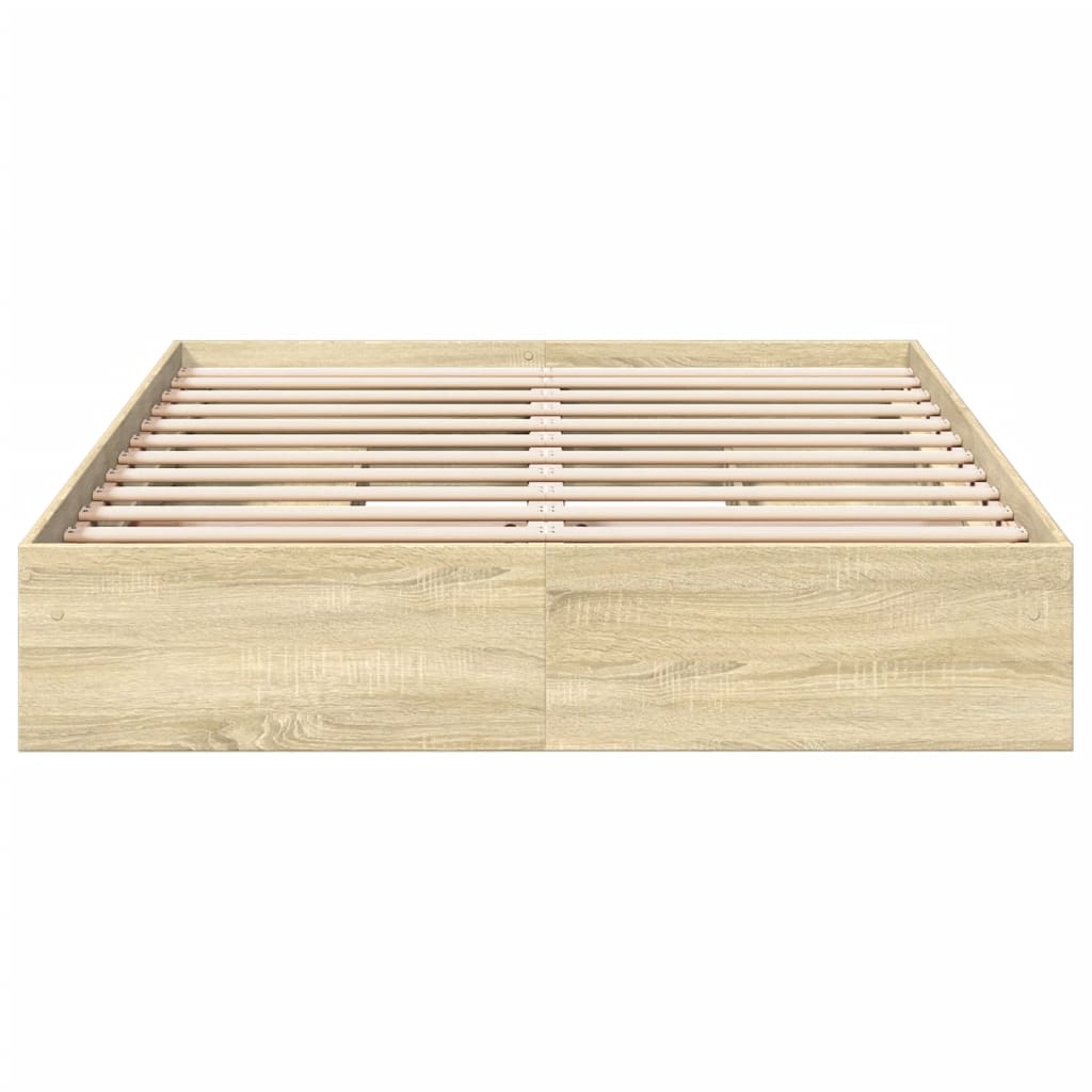 vidaXL Cama con cajones madera ingeniería roble Sonoma 160x200 cm