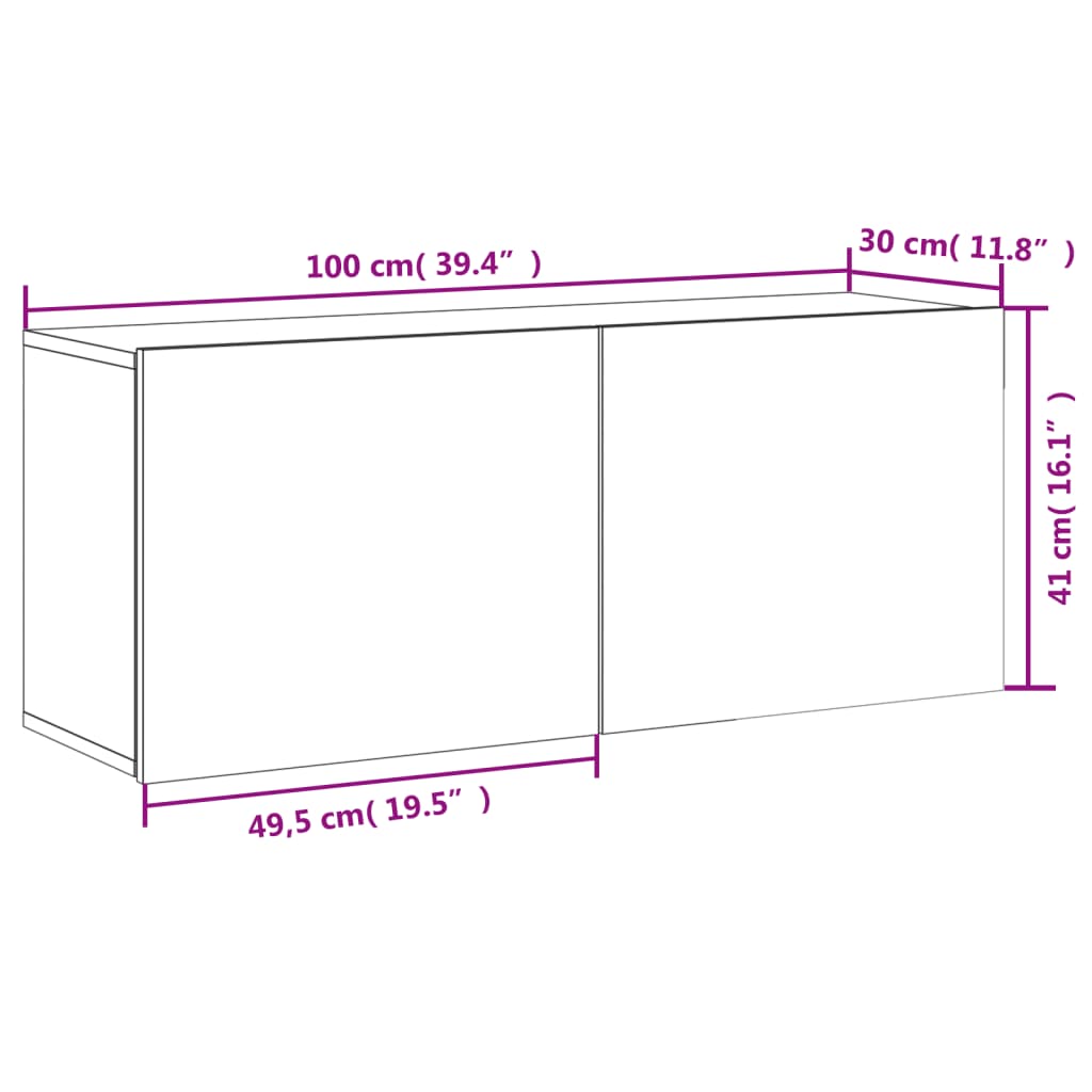 vidaXL Mueble para TV de pared gris Sonoma 100x30x41 cm