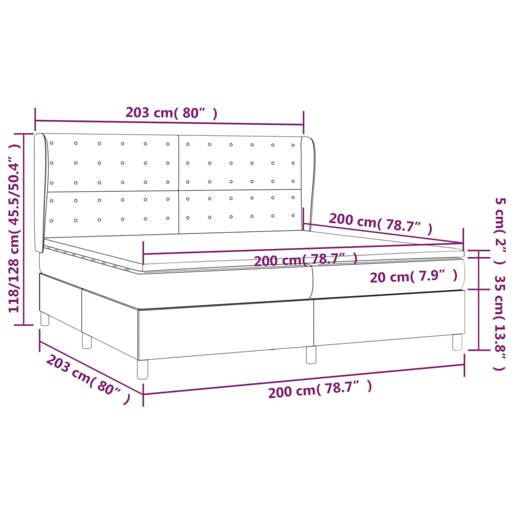 vidaXL Cama box spring con colchón terciopelo rosa 200x200 cm