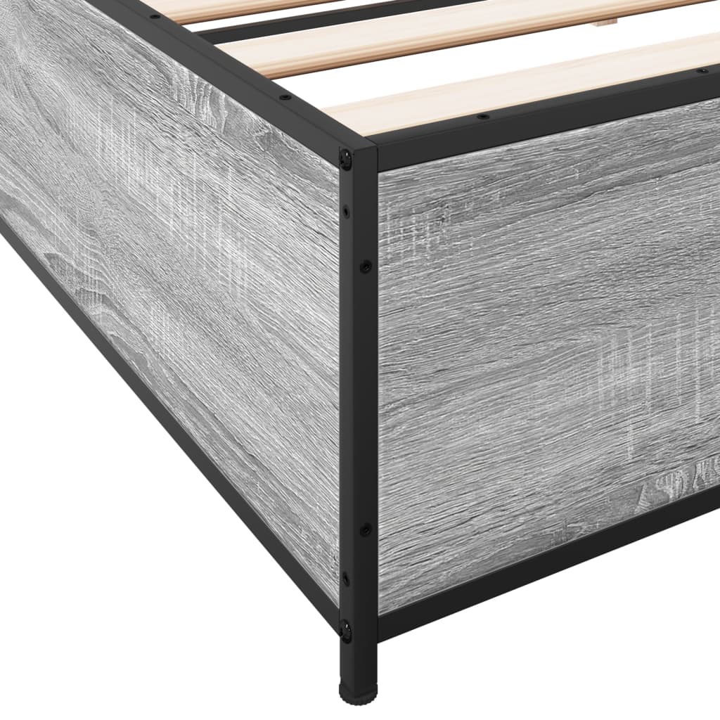 vidaXL Estructura cama madera ingeniería metal gris Sonoma 160x200 cm