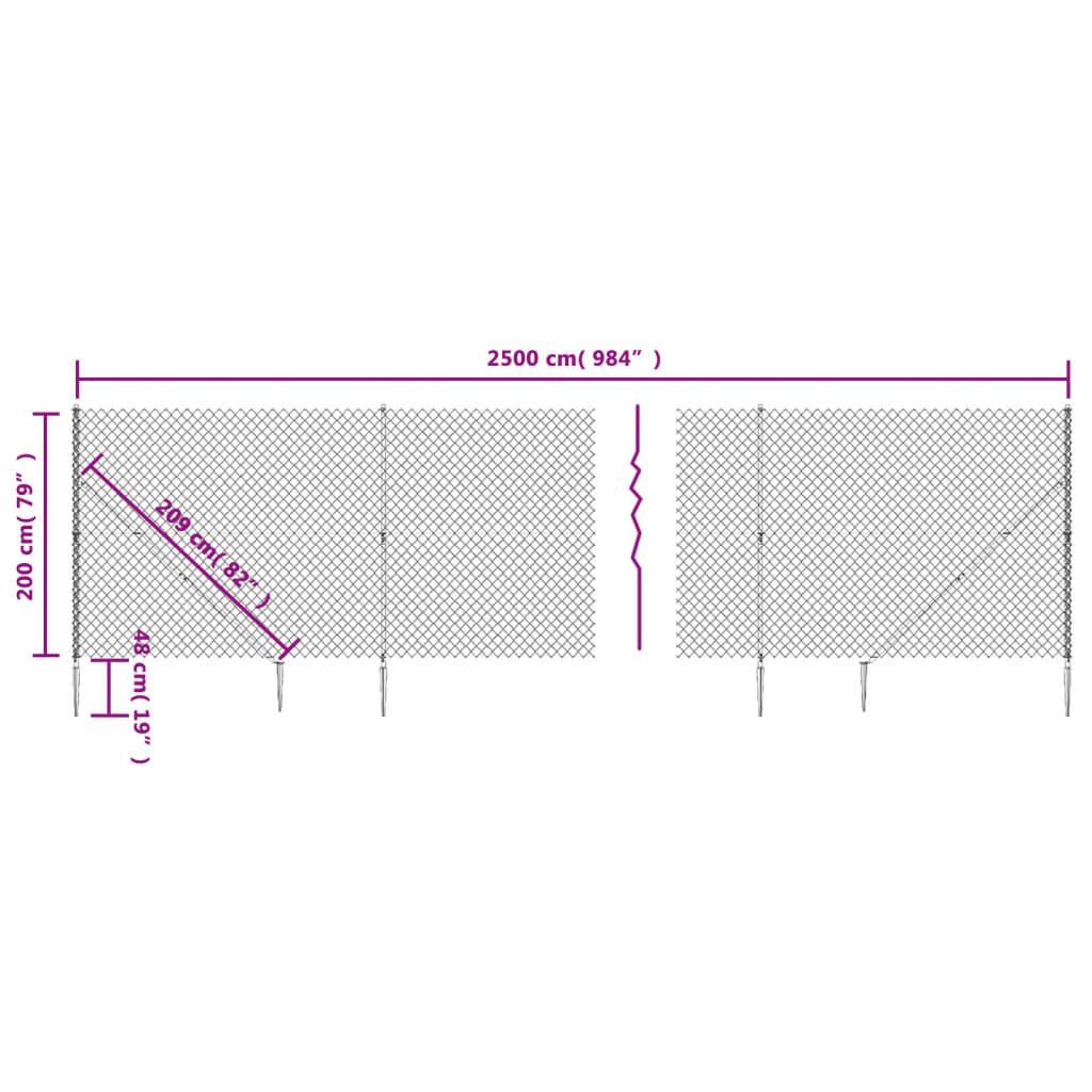 vidaXL Cerca de alambre con pinchos de anclaje verde 2x25 m