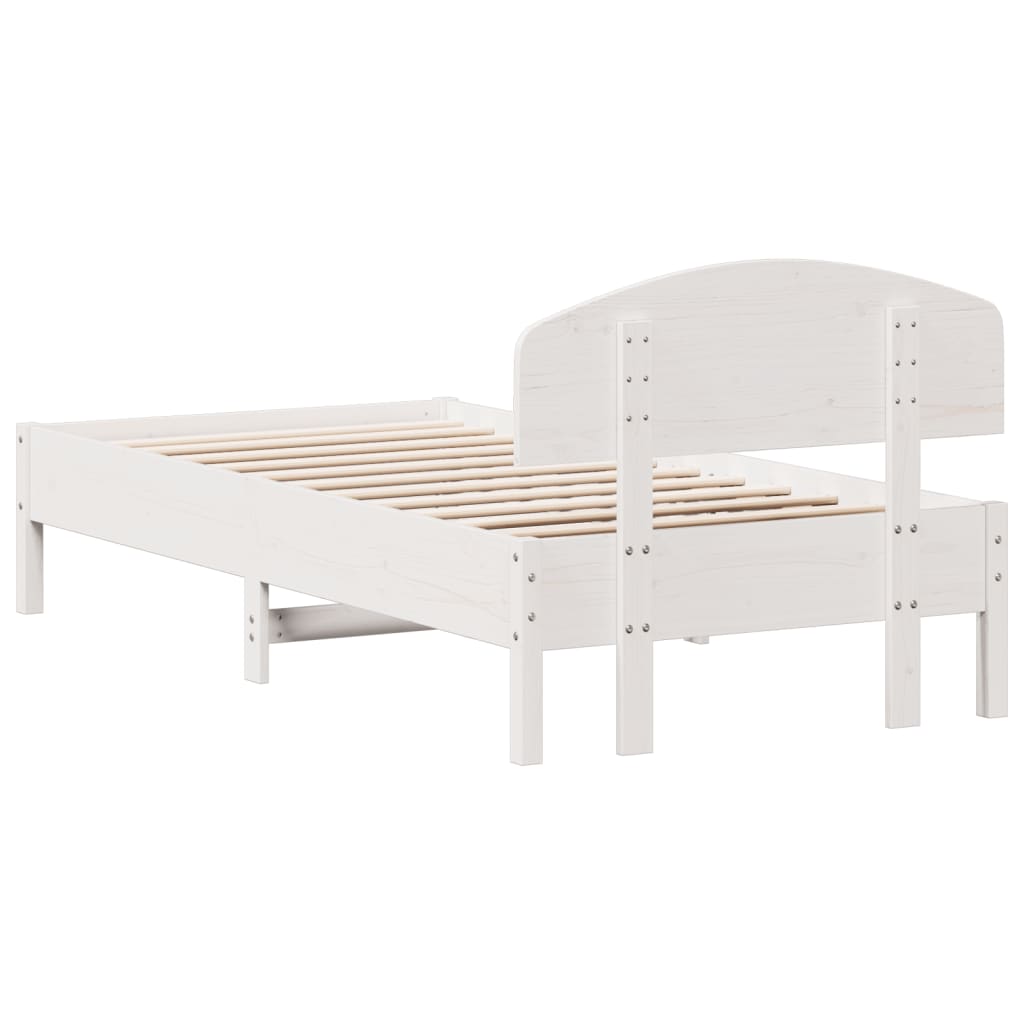 vidaXL Estructura de cama sin colchón madera maciza blanca 75x190 cm