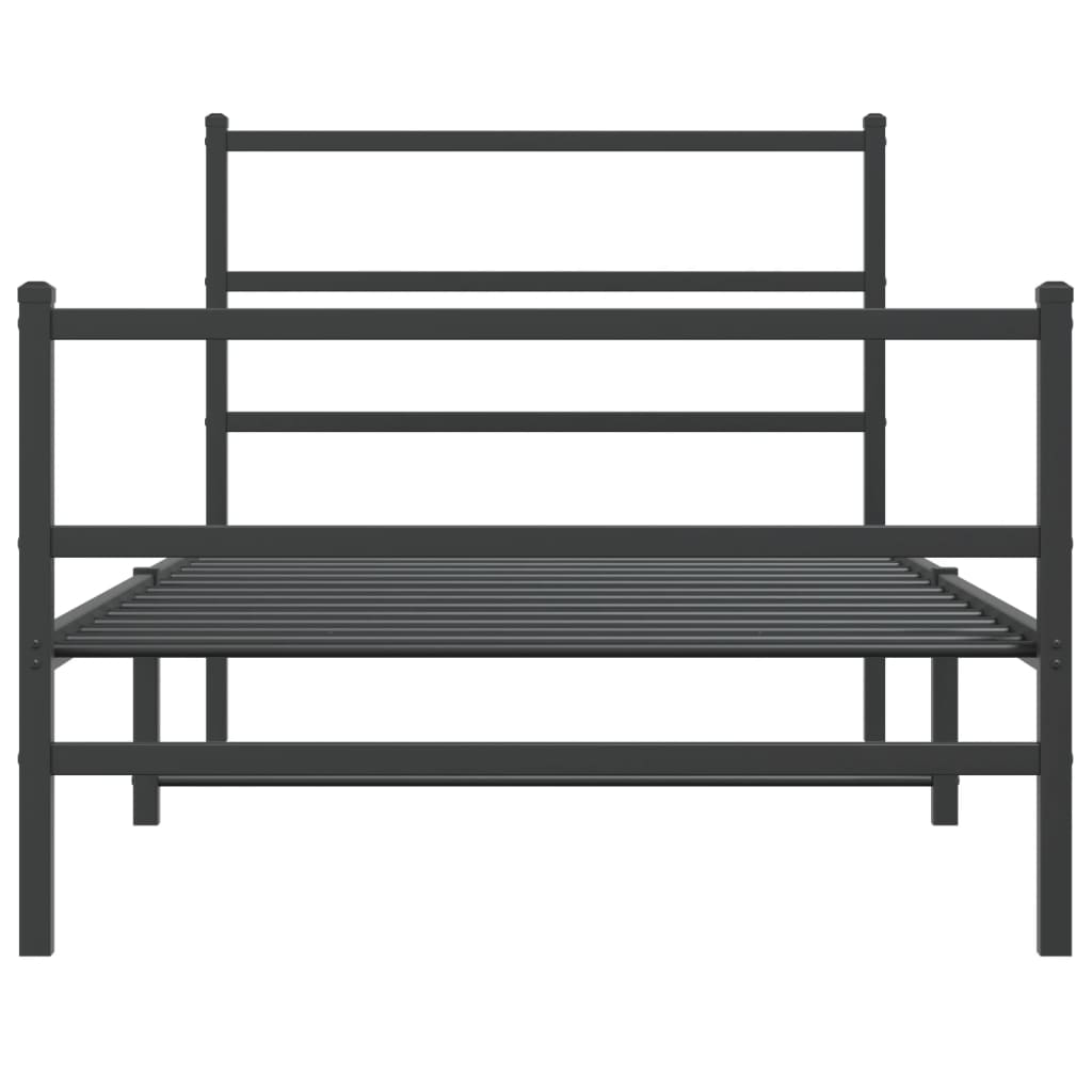 vidaXL Estructura de cama con cabecero y estribo metal negro 107x203cm