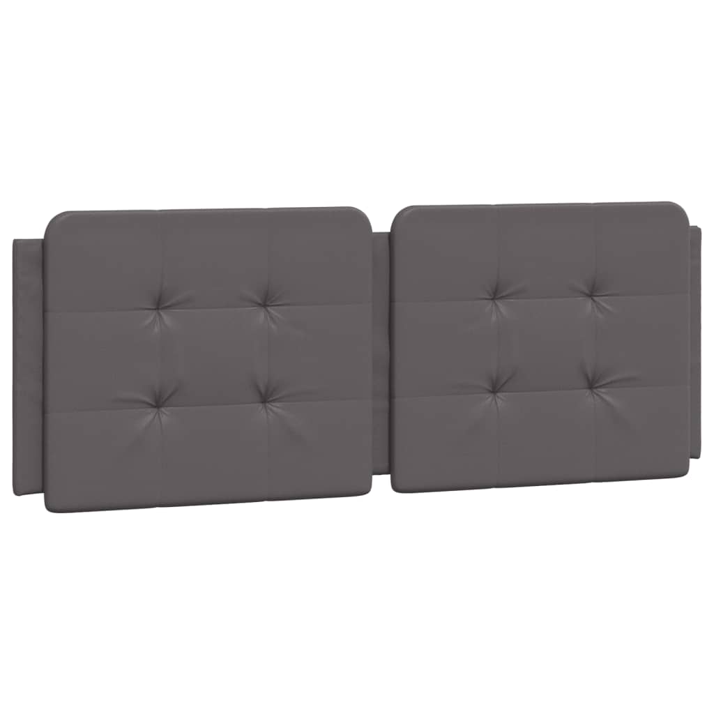 vidaXL Cabecero de cama acolchado cuero sintético gris 140 cm