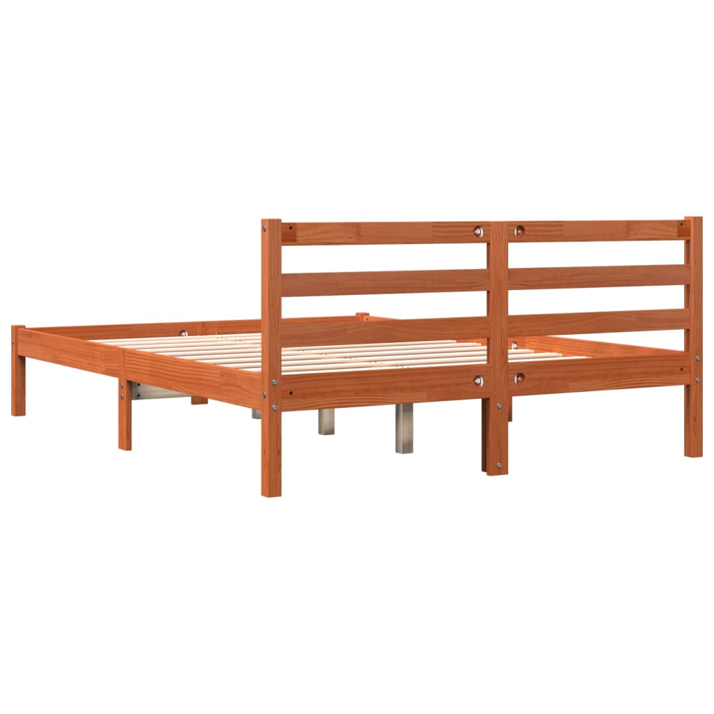 vidaXL Estructura de cama sin colchón madera maciza marrón 135x190 cm