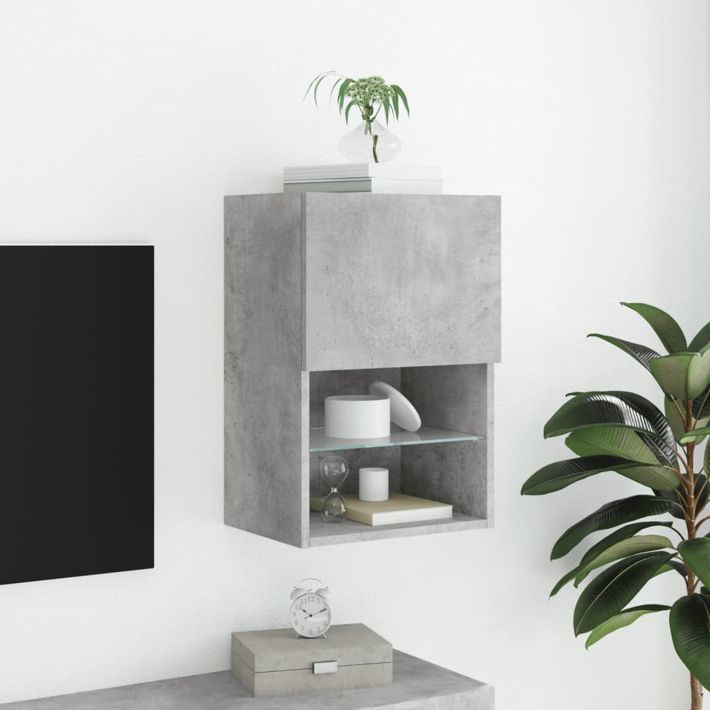 vidaXL Mueble para TV con luces LED gris hormigón 40,5x30x60 cm