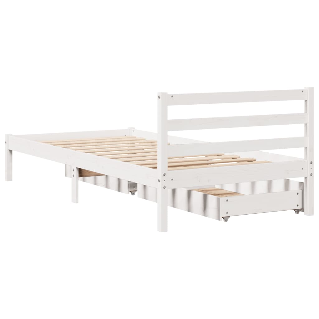 vidaXL Estructura de cama sin colchón madera maciza blanca 75x190 cm