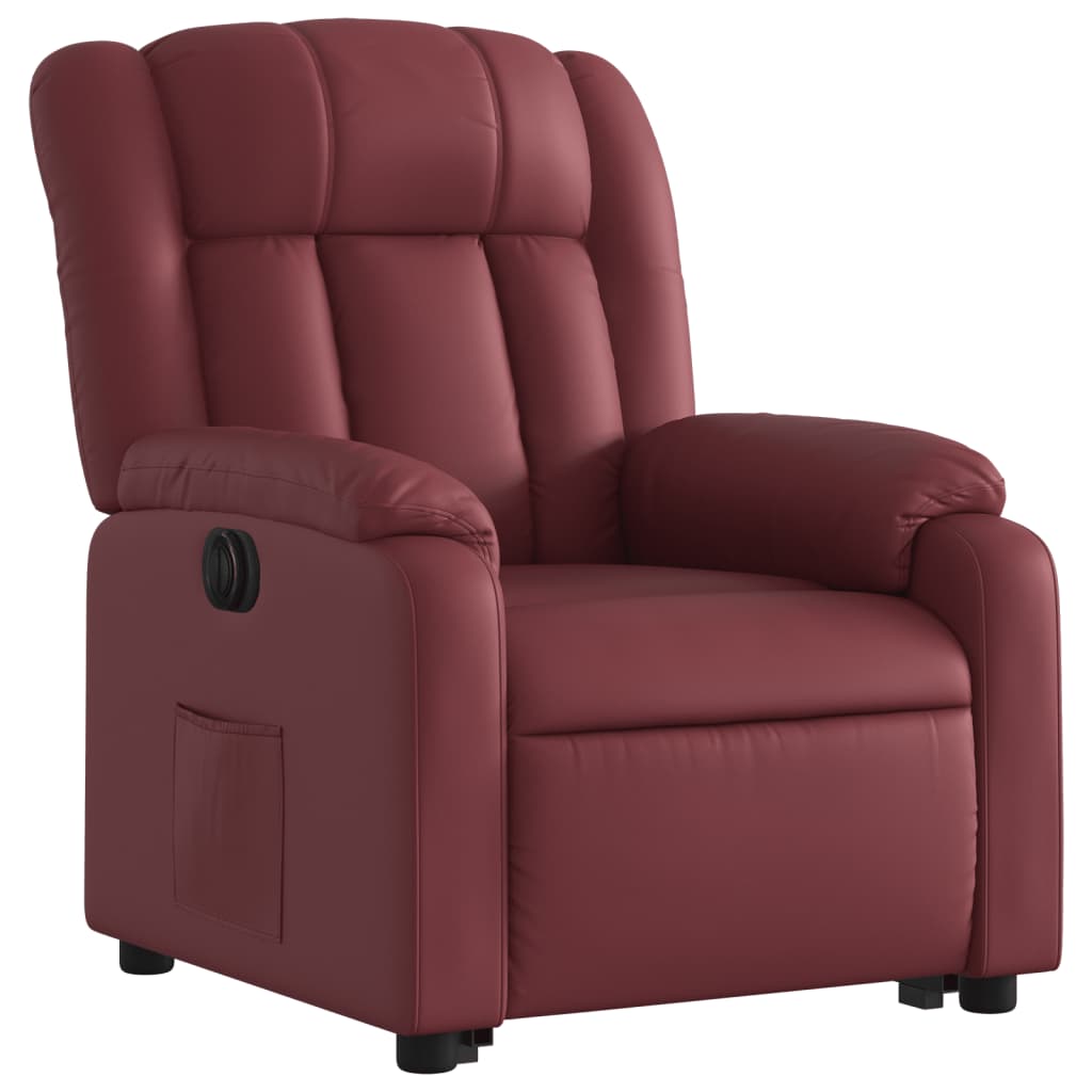 vidaXL Sillón elevable eléctrico cuero artificial rojo tinto